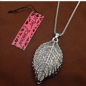Betsey Johnson Sparkle Leaf Necklace